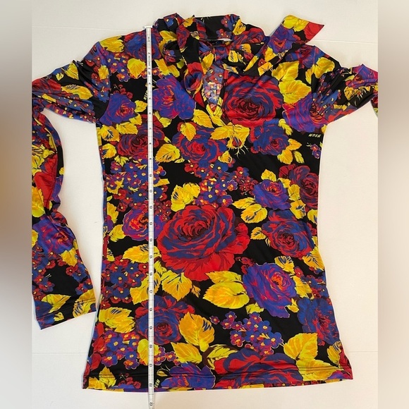 $245 MSGM Tie Neck Pussybow Blouse stretch floral long sleeve 38 Small - Picture 8 of 12